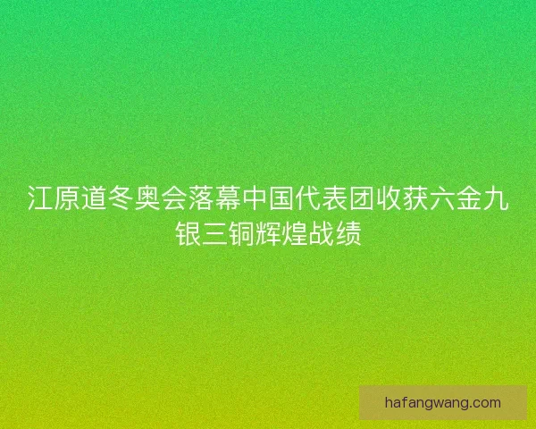 江原道冬奥会落幕中国代表团收获六金九银三铜辉煌战绩